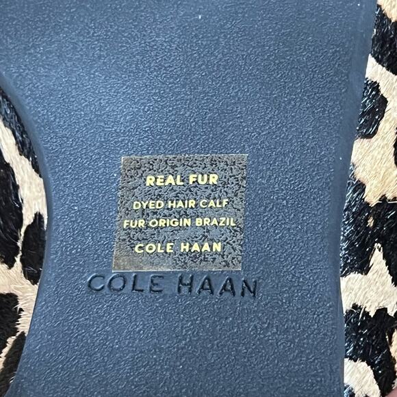 Cole Haan Evie Piper Leopard Print Calf Skin Leather Slides Mules Women Size 6.5 - Picture 11 of 11